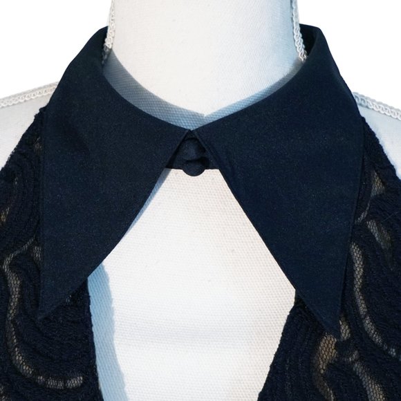 Anna Sui for Target Black Lace Halter Dress Gold/Nude Underlay & Playboy Collar - Picture 6 of 10